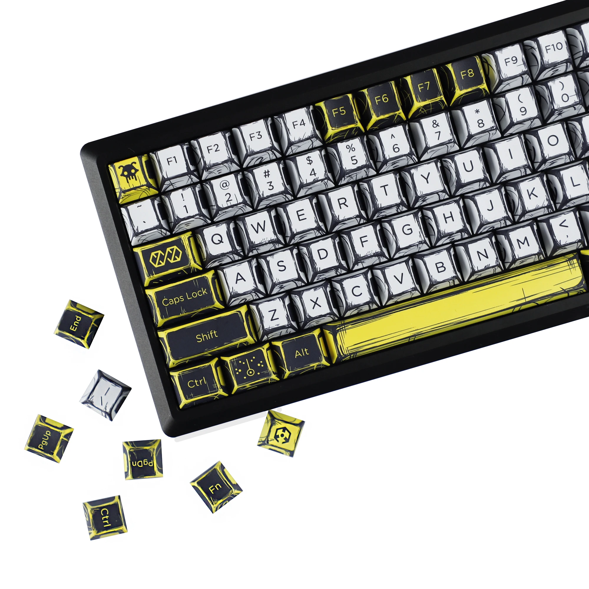 YMDK 138 Keys Yellow White Black Virtual War Theme Anime Comics PBT Dye Sub Cherry Profile Keycap for MX Mechanical Keyboard
YMDK 138 Keys Yellow White Black Virtual War Theme Anime Comics PBT Dye Sub Cherry Profile Keycap for MX Mechanical Keyboard