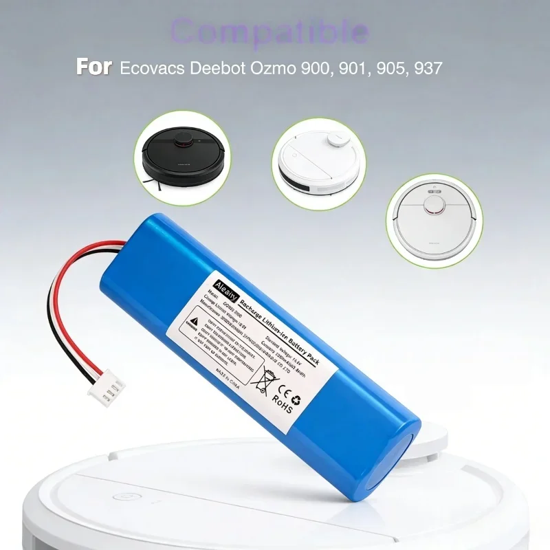 14.4V 6800mAh Rechargeable Li-ion Battery –Stable Performance for Ecovacs Deebot Ozmo 900 Series & N8 Pro Vacuum Cleaner Durable
14.4V 6800mAh Rechargeable Li-ion Battery –Stable Performance for Ecovacs Deebot Ozmo 900 Series & N8 Pro Vacuum Cleaner Durable