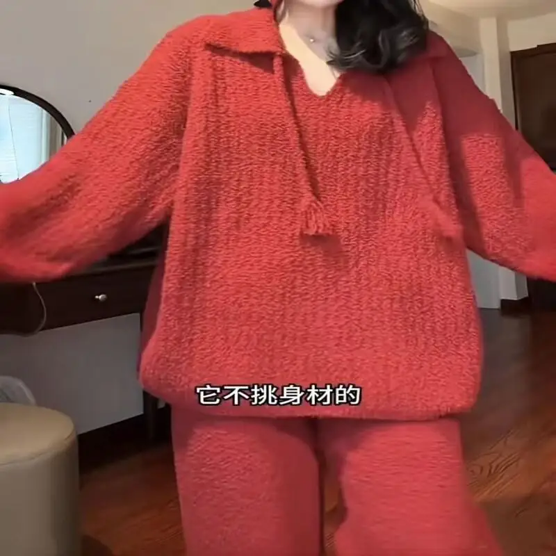 Women's Pajama Set 2025 New Red Pajamas Half Velvet Winter Warm Long Sleeve Coral Velvet Happy Birthday Home Clothes Sets Couple
Women's Pajama Set 2025 New Red Pajamas Half Velvet Winter Warm Long Sleeve Coral Velvet Happy Birthday Home Clothes Sets Couple