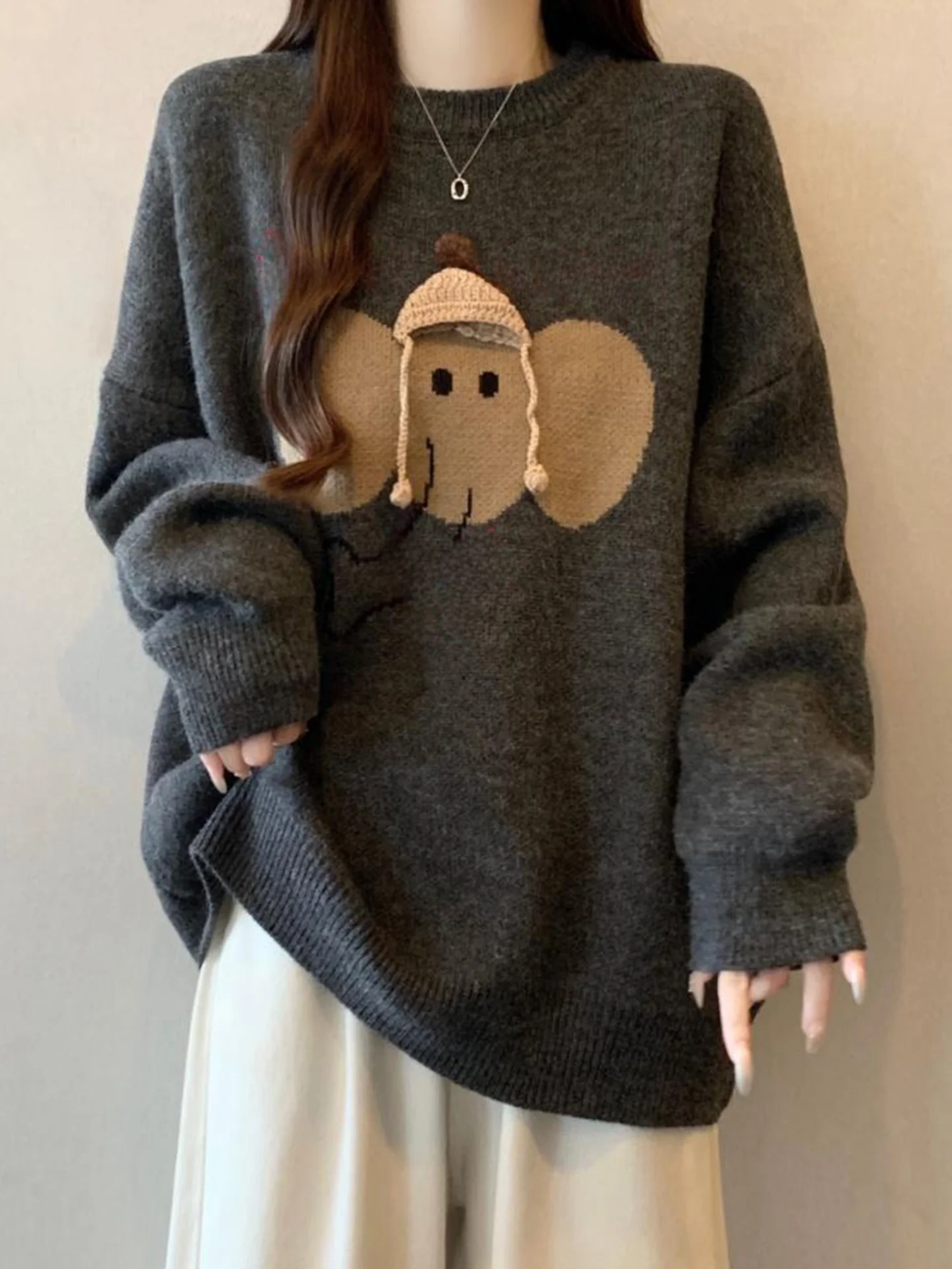 Женский вязаный свитер Lazy Sle с мультяшным принтом, свободный крой, осенне-зимний, больших размеров, удлиненный, повседневный топ, прикрывающий бедра
Женский вязаный свитер Lazy Sle с мультяшным принтом, свободный крой, осенне-зимний, больших размеров, удлиненный, повседневный топ, прикрывающий бедра