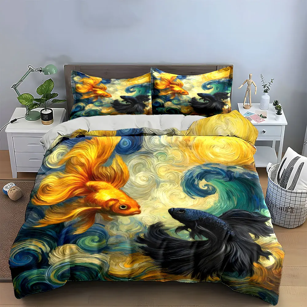 "Fish Art Bedding Set Decor" Multiple sizes kid's and adults' bedroom Exquisite 3PC bedding set, gift
"Fish Art Bedding Set Decor" Multiple sizes kid's and adults' bedroom Exquisite 3PC bedding set, gift