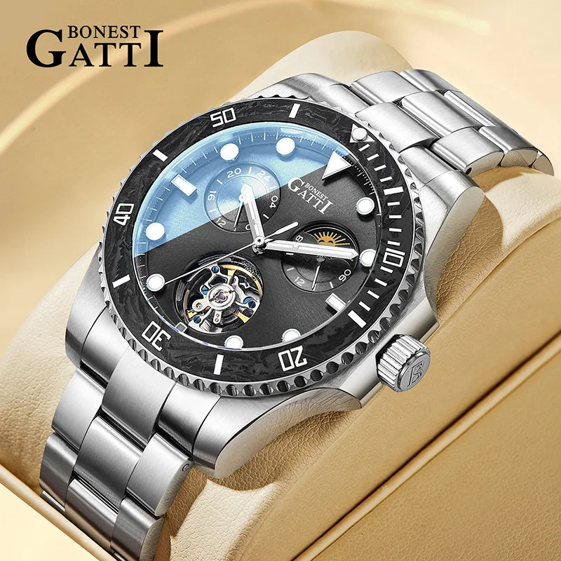 BONEST GATTI Luxury Diver Men's Automatic Watch Moon Phase 316L Steel Sapphire 100M Waterproof Mechanical Wristwatch
BONEST GATTI Luxury Diver Men's Automatic Watch Moon Phase 316L Steel Sapphire 100M Waterproof Mechanical Wristwatch