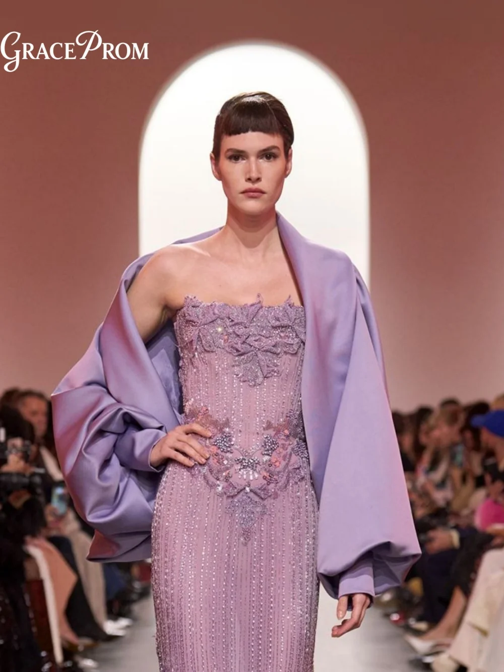 Stunning Lavender Evening Dress 2026 Opulent Strapless Beaded Stripes Matching Cape For Wedding Guests Party Dress فساتين سهرة
Stunning Lavender Evening Dress 2026 Opulent Strapless Beaded Stripes Matching Cape For Wedding Guests Party Dress فساتين سهرة