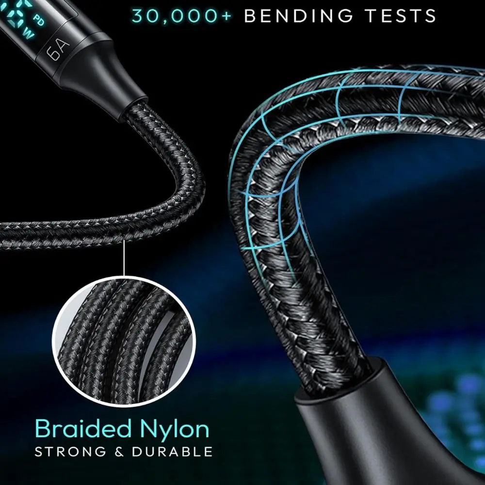 Digital Display 6A USB C Cable PD 66W Nylon Woven A to C Data Cord 0.5M/1M/2M Quick Charge for Xiaomi/Samsung/OPPO
Digital Display 6A USB C Cable PD 66W Nylon Woven A to C Data Cord 0.5M/1M/2M Quick Charge for Xiaomi/Samsung/OPPO