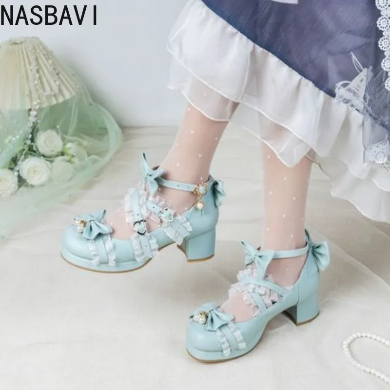 NASBAVI/белые туфли Мэри Джейн на высоком каблуке с кружевом и бантом для косплея, женские туфли-лодочки принцессы Лолиты на платформе с перекрестным ремешком и пряжкой
NASBAVI/белые туфли Мэри Джейн на высоком каблуке с кружевом и бантом для косплея, женские туфли-лодочки принцессы Лолиты на платформе с перекрестным ремешком и пряжкой