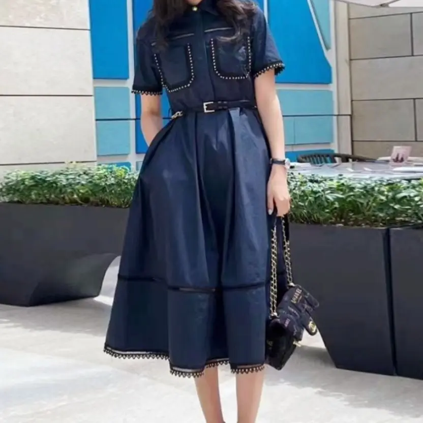 New Women Summer Vintage Shirt Dress Korean Style 2023 Chic Lace Trim Lapel High Waist A-line Female Casual Long Dresses Elegant
New Women Summer Vintage Shirt Dress Korean Style 2023 Chic Lace Trim Lapel High Waist A-line Female Casual Long Dresses Elegant
