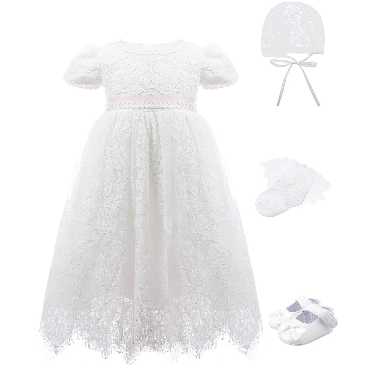 Baby Girls Baptism Dress Infant Birthday Party Clothing Set Wedding Christening White Dress + Hat + Socks + Shoes 4PCS
Baby Girls Baptism Dress Infant Birthday Party Clothing Set Wedding Christening White Dress + Hat + Socks + Shoes 4PCS