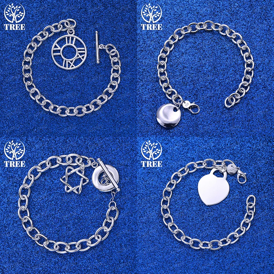 925 Sterling Silver Roman Numeral Round Heart Lock Star Of David Pendant Bracelets Women Birthday Party Simple Accessory Jewelry
925 Sterling Silver Roman Numeral Round Heart Lock Star Of David Pendant Bracelets Women Birthday Party Simple Accessory Jewelry