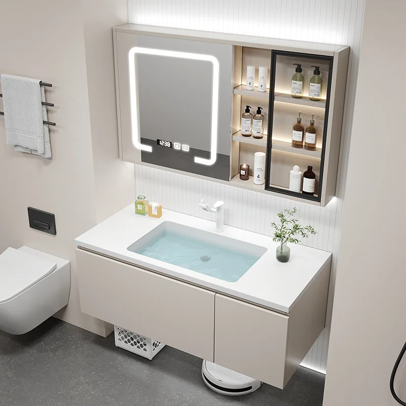 Skin-sensitive milk coffee rock slab seamless splicing bathroom cabinet combination bathroom face wash basin wash table smart mi
Skin-sensitive milk coffee rock slab seamless splicing bathroom cabinet combination bathroom face wash basin wash table smart mi