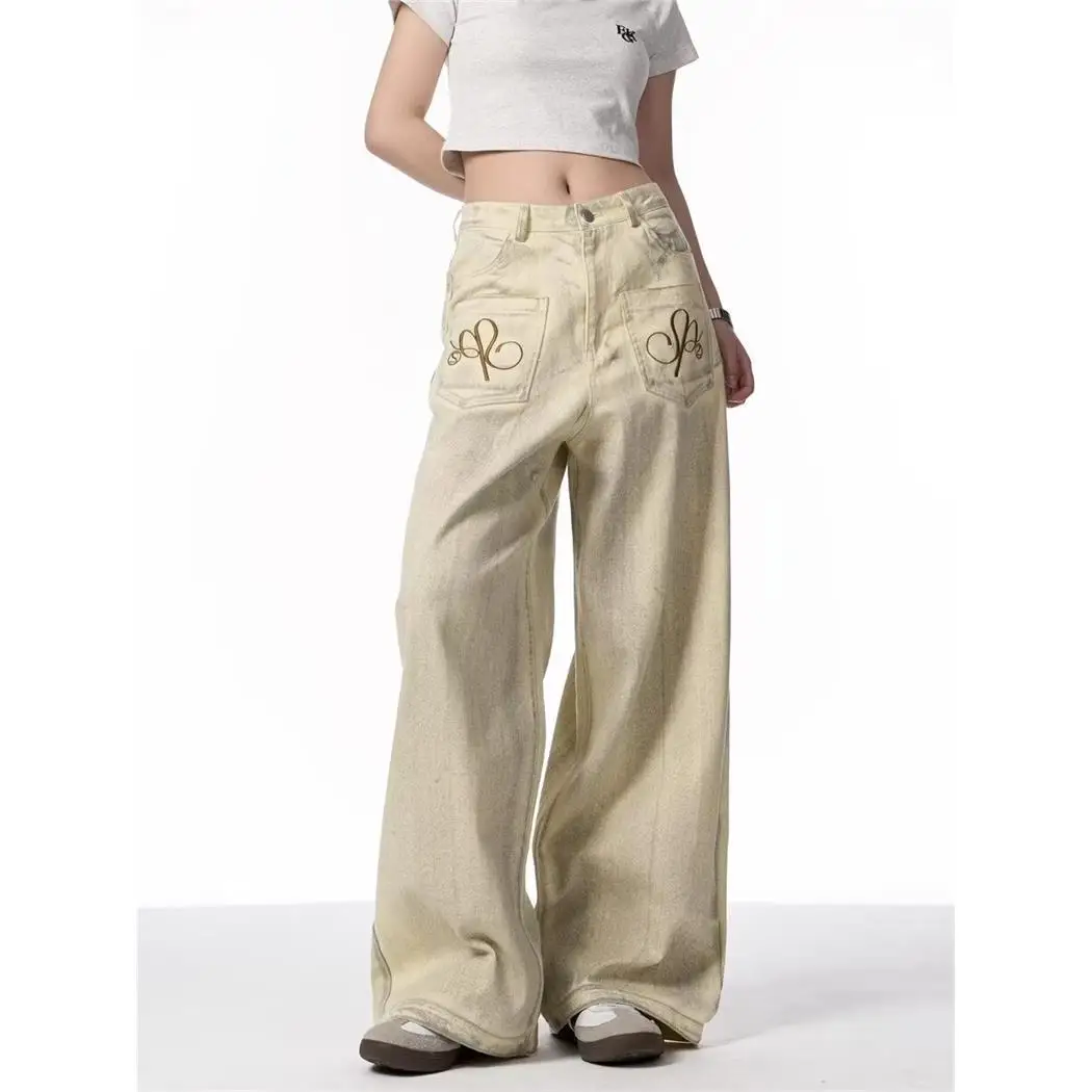 Retro Washed Wide Leg Jeans High Waist Distressed Loose Fit with Pockets Asymmetrical Casual Cotton Denim Straight Cut Jeans
Retro Washed Wide Leg Jeans High Waist Distressed Loose Fit with Pockets Asymmetrical Casual Cotton Denim Straight Cut Jeans