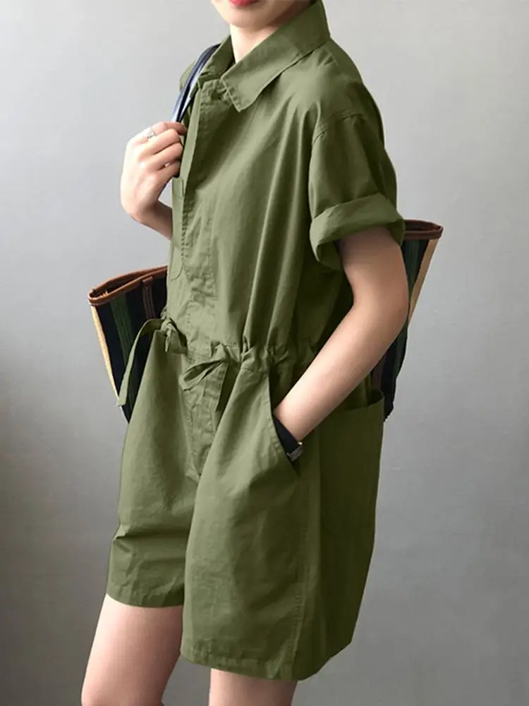 Women Summer Jumpsuits 2021 ZANZEA Kaftan Solid Overalls Lapel Button Pockets Rompers Female Shorts Pants Oversized Playsuits 7
Women Summer Jumpsuits 2021 ZANZEA Kaftan Solid Overalls Lapel Button Pockets Rompers Female Shorts Pants Oversized Playsuits 7