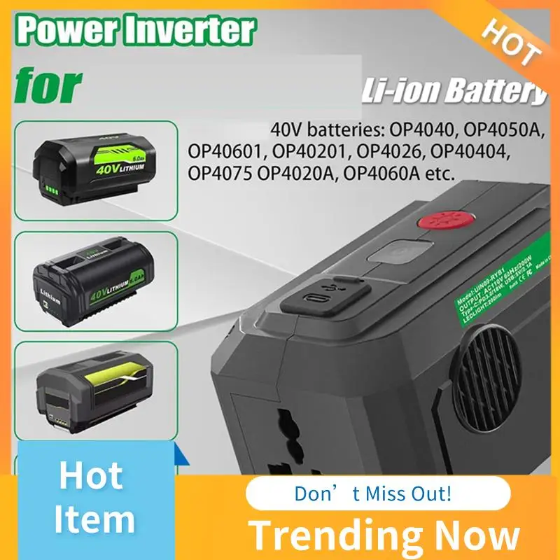 AB08-Power Inverter For Ryobi 40V Battery 200W DC 18V To AC 110V With USB Portand Type-C PD3.0 Output LED Lighting US Plug
AB08-Power Inverter For Ryobi 40V Battery 200W DC 18V To AC 110V With USB Portand Type-C PD3.0 Output LED Lighting US Plug