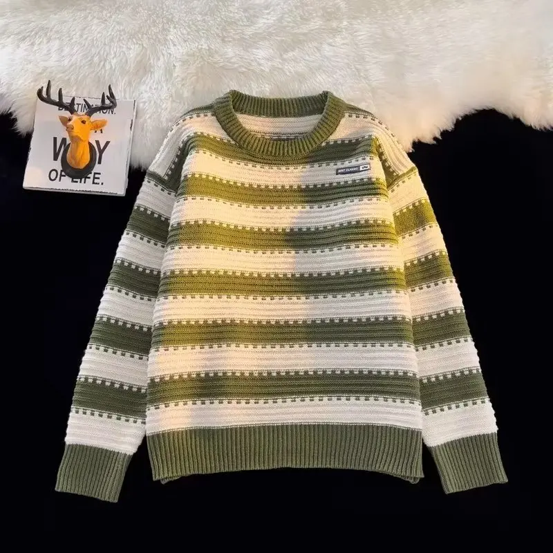 Loose Fit Retro Striped Men's Knitwear Autumn Winter plus Size 250 Pou round Ne Casual Japanese Sle Trendy Sweater
Loose Fit Retro Striped Men's Knitwear Autumn Winter plus Size 250 Pou round Ne Casual Japanese Sle Trendy Sweater