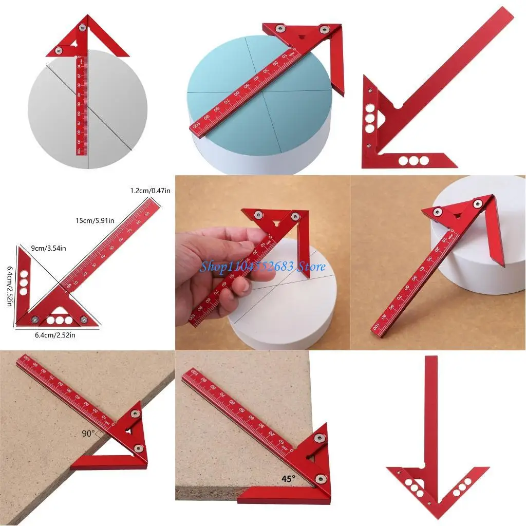 Y6GD Angles Line Gauges Carpenter Ruler Woodwork Measuring Tool Aluminum Alloy 150mm