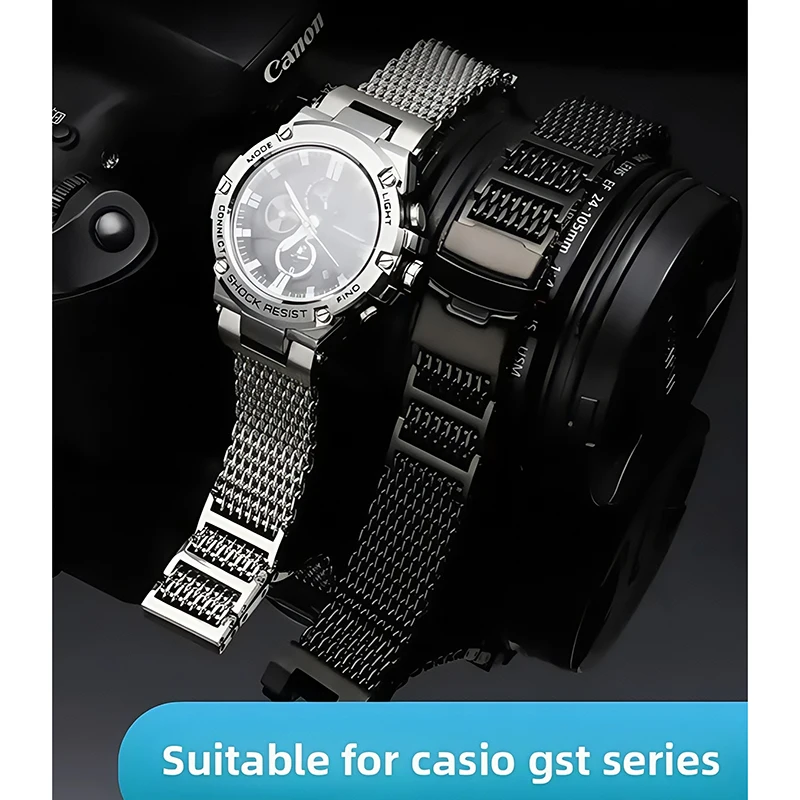 Solid stainless steel Watchband For Casio Steel Heart GST-B100 GST-B100/1110/W300/S310 Modified Metal Watch Strap Bracelet
Solid stainless steel Watchband For Casio Steel Heart GST-B100 GST-B100/1110/W300/S310 Modified Metal Watch Strap Bracelet