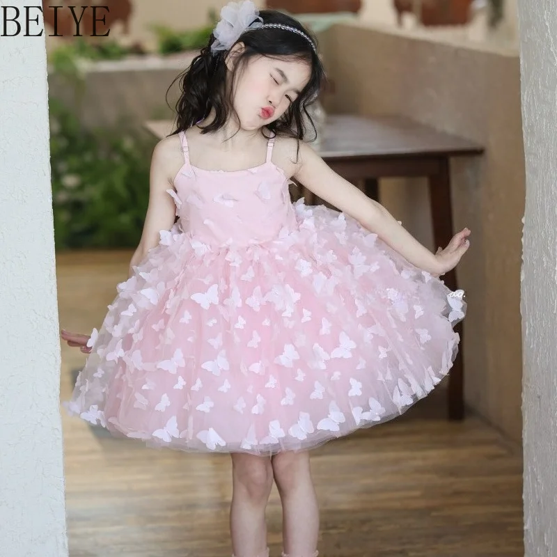 Girls Pink Butterfly Mesh Suspender Dress 2026 Summer New Girls Puff Princess Dress Sleeveless Strap Performance Dress
Girls Pink Butterfly Mesh Suspender Dress 2026 Summer New Girls Puff Princess Dress Sleeveless Strap Performance Dress