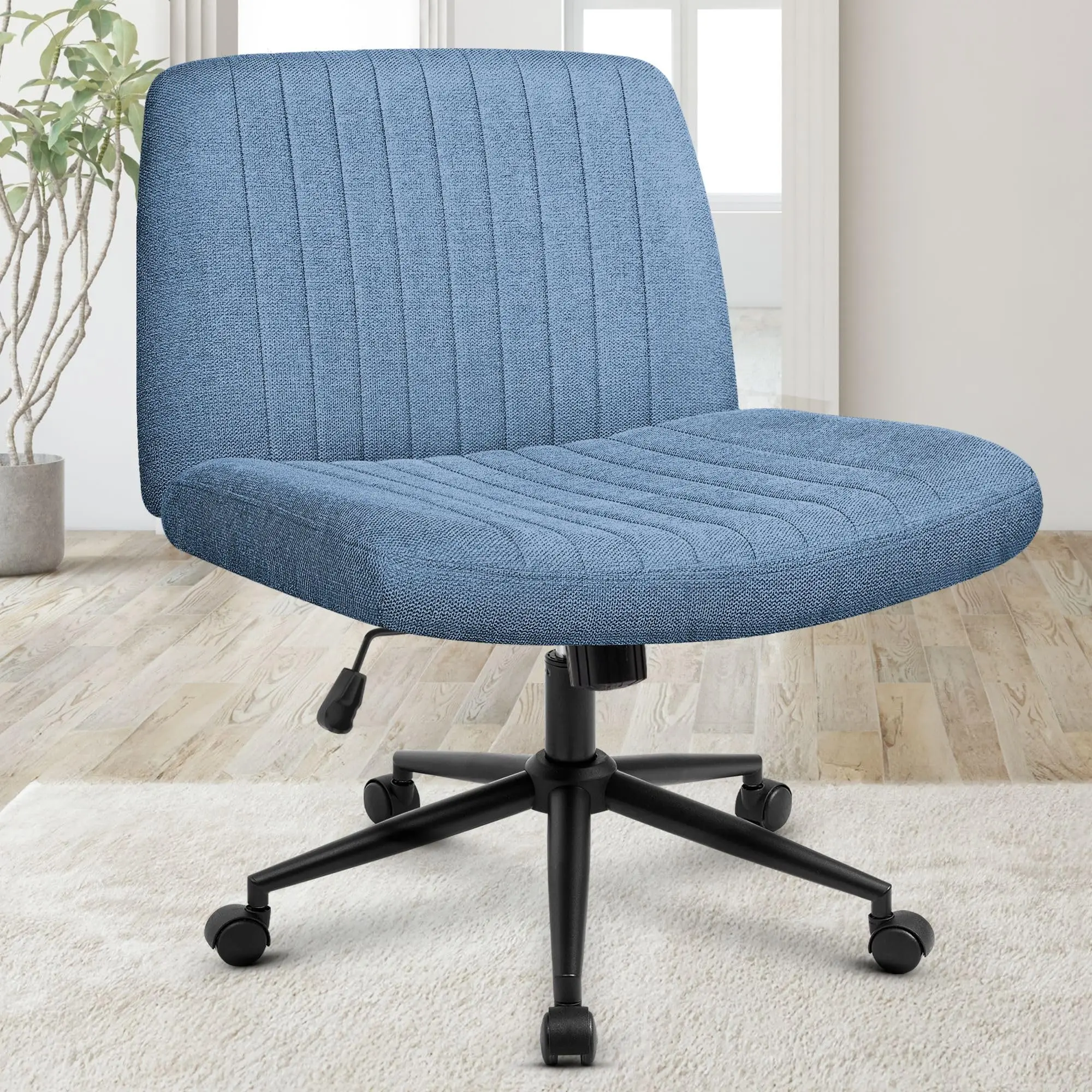 Blue Textured Fabric Armless Swivel Task Chair With Height Adjustment And Five-Star Base For Home Office Use
Blue Textured Fabric Armless Swivel Task Chair With Height Adjustment And Five-Star Base For Home Office Use