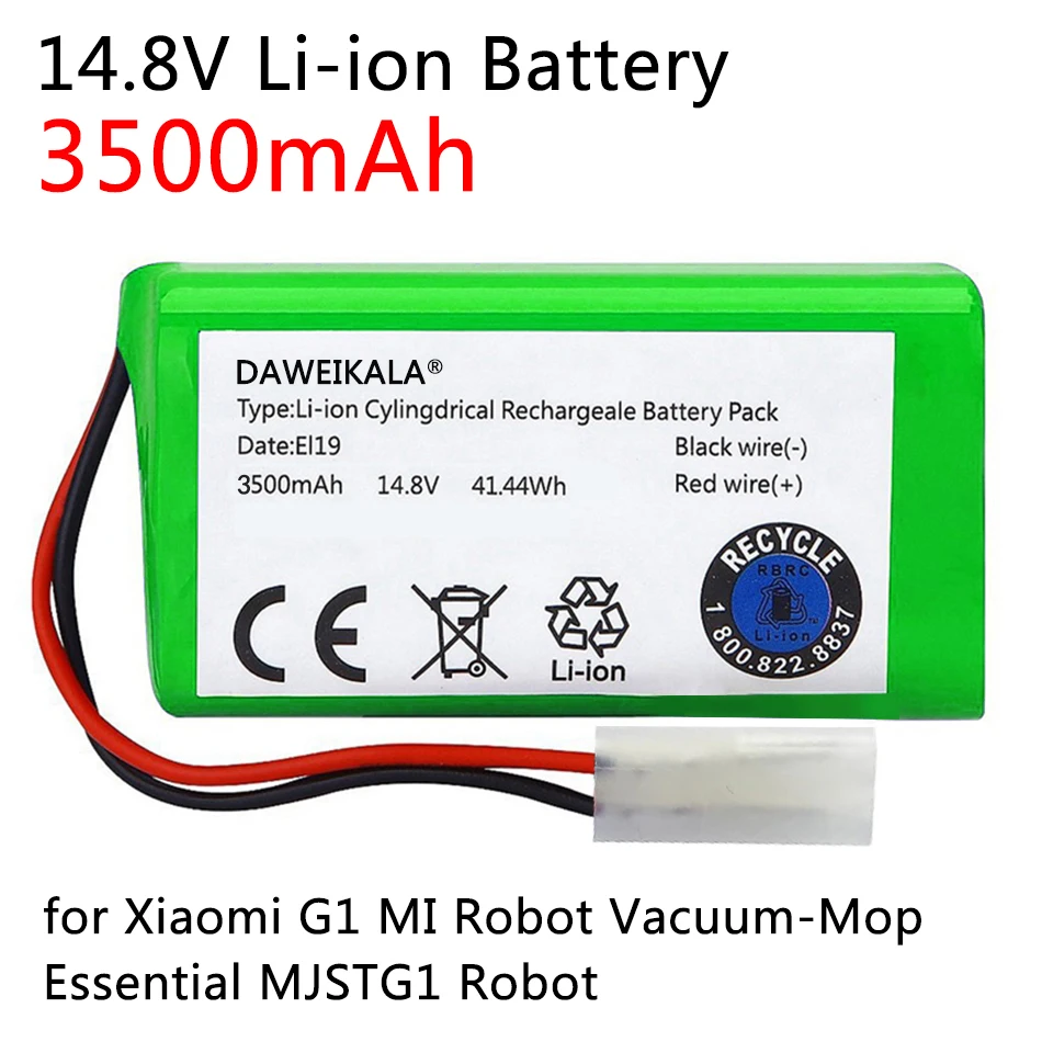 14.8V 3500mAh Li-ion Battery for Xiaomi G1 MI Robot Vacuum-Mop Essential MJSTG1 Robot Vacuum Cleaner 18650 Battery Pack
14.8V 3500mAh Li-ion Battery for Xiaomi G1 MI Robot Vacuum-Mop Essential MJSTG1 Robot Vacuum Cleaner 18650 Battery Pack