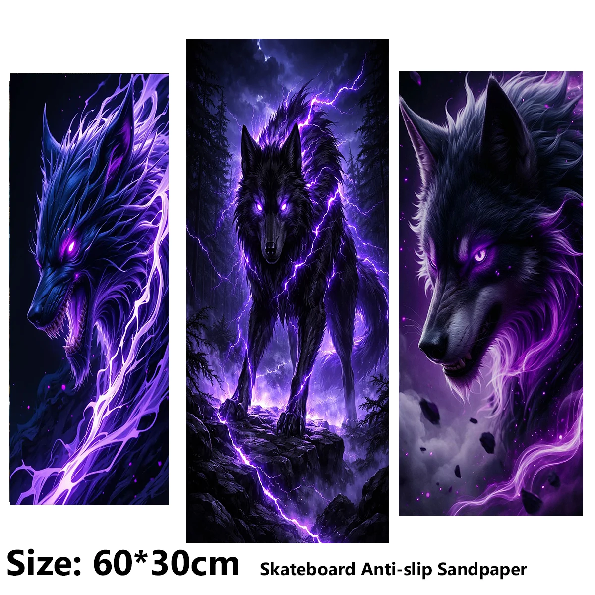 60*30cm ElecStric Scooter Anti-slip Sticker Sandpaper Skateboard Grip Tape Sheet Lightning Purple-Blue Wolf Pattern
60*30cm ElecStric Scooter Anti-slip Sticker Sandpaper Skateboard Grip Tape Sheet Lightning Purple-Blue Wolf Pattern