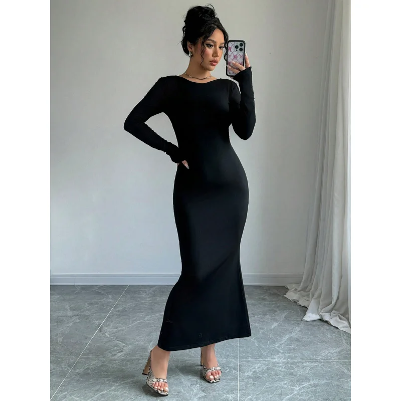 Sexy Mature Style Dress Autumn Winter Backless High Waist Bodycon Ankle-Length Long Dress for Women
Sexy Mature Style Dress Autumn Winter Backless High Waist Bodycon Ankle-Length Long Dress for Women