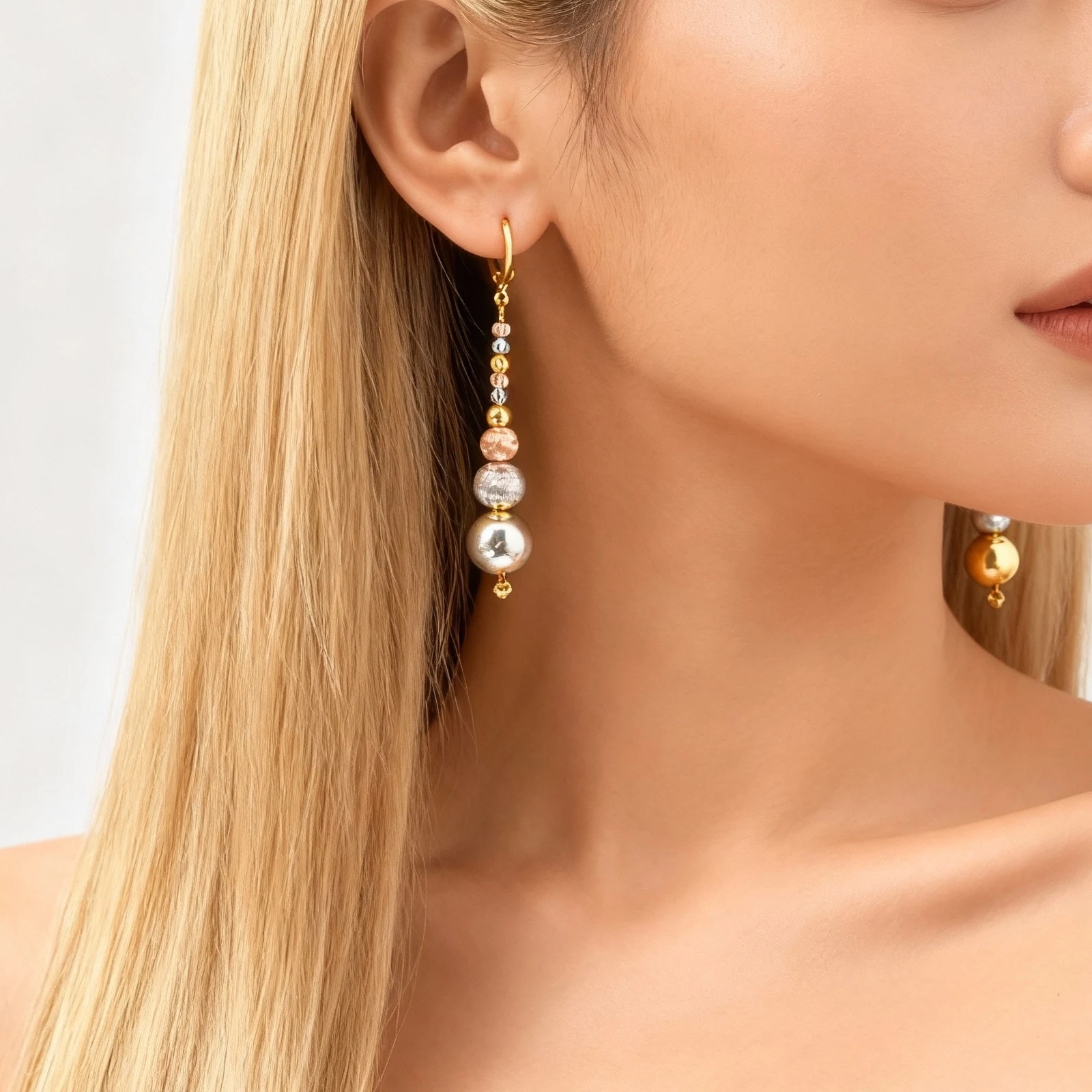 Dainty Tri-Color Irregular Watermelon Bead Jewelry Set for Women– Gold Plated Textured Multi-Tone Bracelet & Drop Earrings
Dainty Tri-Color Irregular Watermelon Bead Jewelry Set for Women– Gold Plated Textured Multi-Tone Bracelet & Drop Earrings