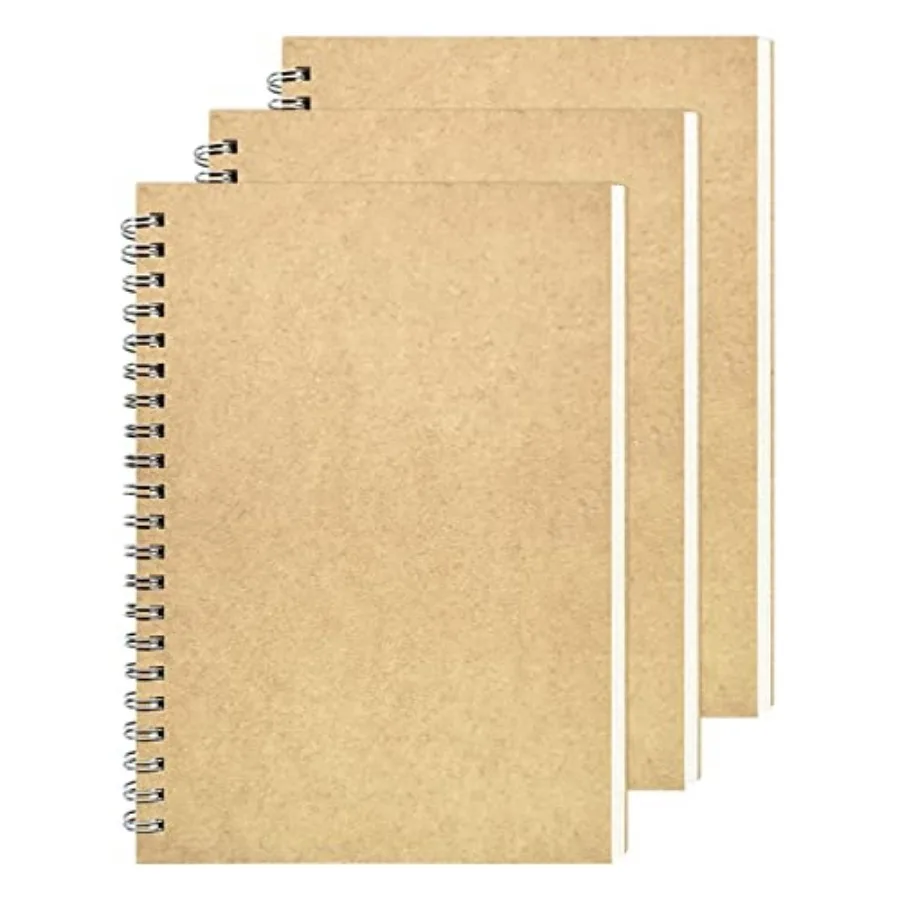 Blank Spiral Notebook 3-Pack Soft Cover Sketch book 100 Pages/ 50 Sheets 7.5 inch x 5.1 inch 100GSM Brown
Blank Spiral Notebook 3-Pack Soft Cover Sketch book 100 Pages/ 50 Sheets 7.5 inch x 5.1 inch 100GSM Brown