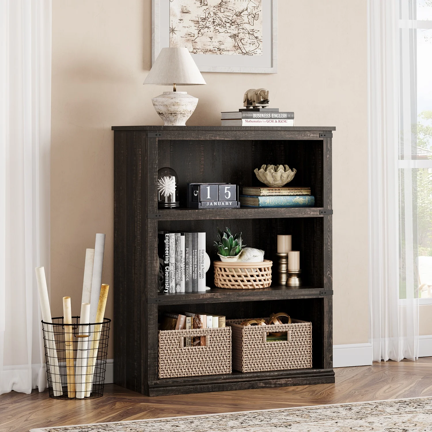 3 Tier Bookshelf Farmhouse Bookcase with Storage Open Display Bookshelves, Wooden Bookcase for Home Office Living Room
3 Tier Bookshelf Farmhouse Bookcase with Storage Open Display Bookshelves, Wooden Bookcase for Home Office Living Room