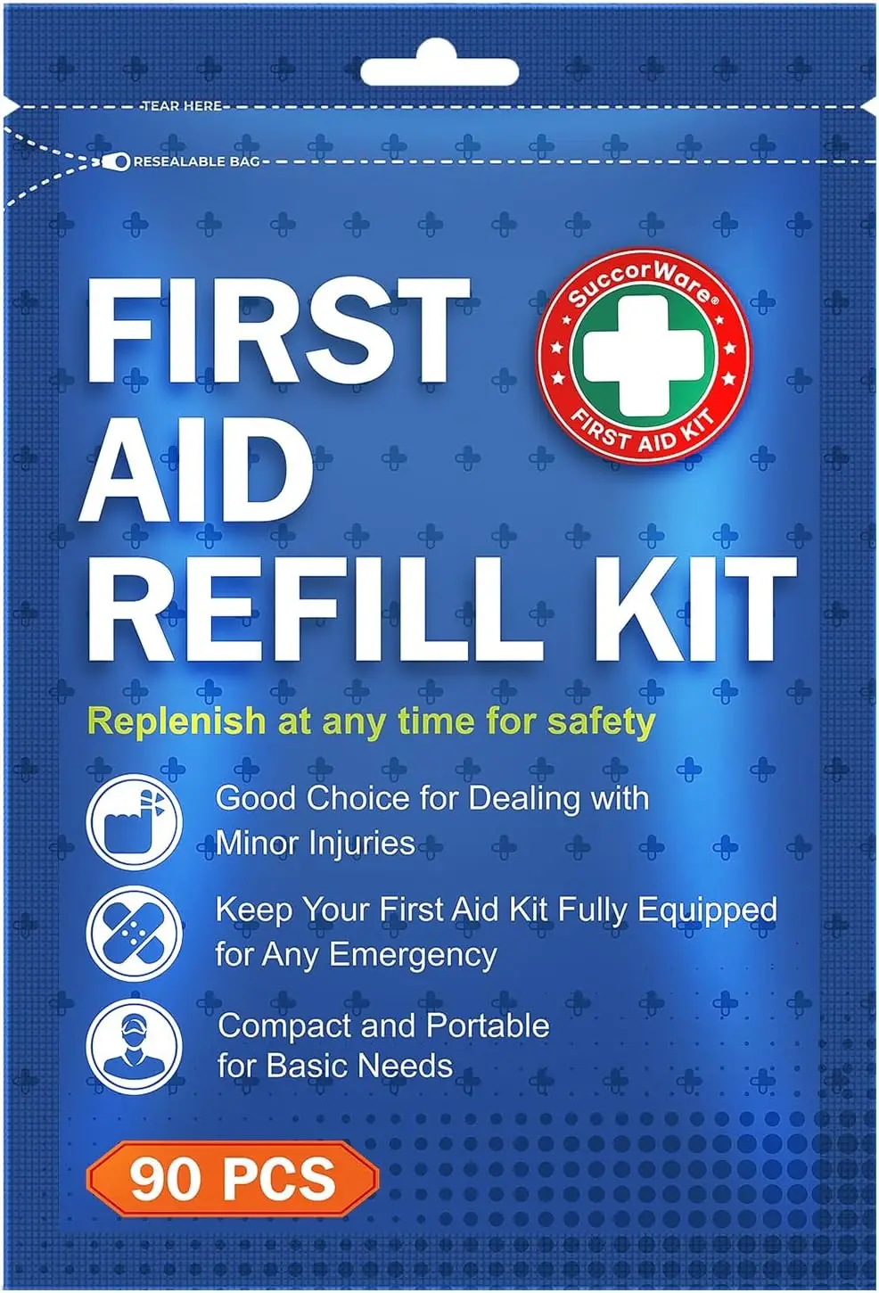 90 Pcs First Aid Refill Kit - Wound Care Supplies with Bandages, Ointments for Home, Travel, Hiking - Portable Replacement Kit
90 Pcs First Aid Refill Kit - Wound Care Supplies with Bandages, Ointments for Home, Travel, Hiking - Portable Replacement Kit
