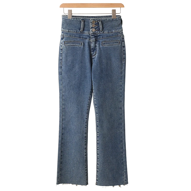 High Waist Slim Fit Denim Jeans Fake ket Frayed Spring New Women's Faion Xking Long Straight Tube Trousers
High Waist Slim Fit Denim Jeans Fake ket Frayed Spring New Women's Faion Xking Long Straight Tube Trousers