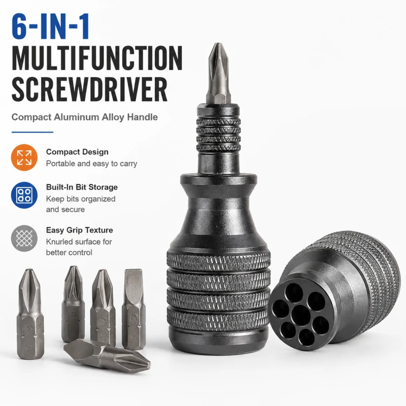 7-in-1 Aluminum Alloy Screwdriver Set, Mini Cannon Shape Handle, Phillips Slotted Bits, Multifunctional Repair Tool Kit
7-in-1 Aluminum Alloy Screwdriver Set, Mini Cannon Shape Handle, Phillips Slotted Bits, Multifunctional Repair Tool Kit