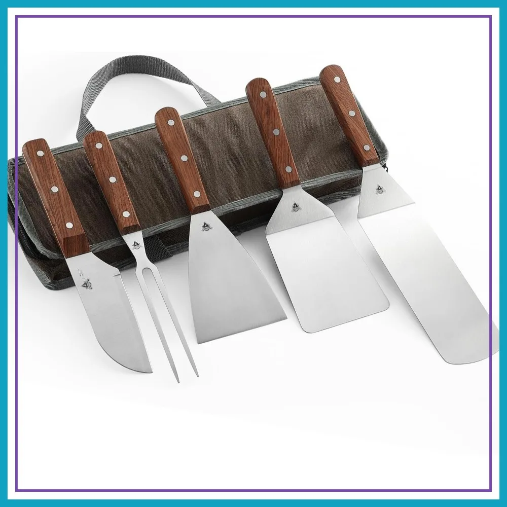 Heavy Duty Griddle Accessories Kit, Flat Top Grill Set with Rosewood Handles, Stainless Steel Spatula & Santoku Knife for Smash Burger, Hibachi, BBQ
Heavy Duty Griddle Accessories Kit, Flat Top Grill Set with Rosewood Handles, Stainless Steel Spatula & Santoku Knife for Smash Burger, Hibachi, BBQ