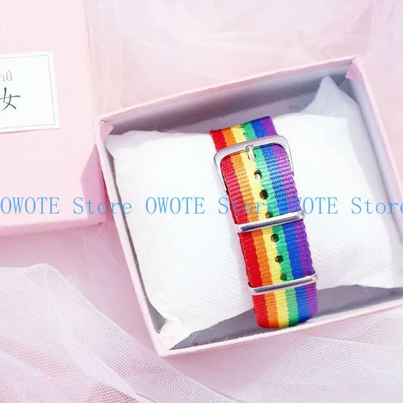 652F Fashion Rainbow Stripe Canvas Woven Bracelet Nylon Watch Bands Lovers Bracelets Surprise Gifts for Boyfriend Girlfriend
652F Fashion Rainbow Stripe Canvas Woven Bracelet Nylon Watch Bands Lovers Bracelets Surprise Gifts for Boyfriend Girlfriend