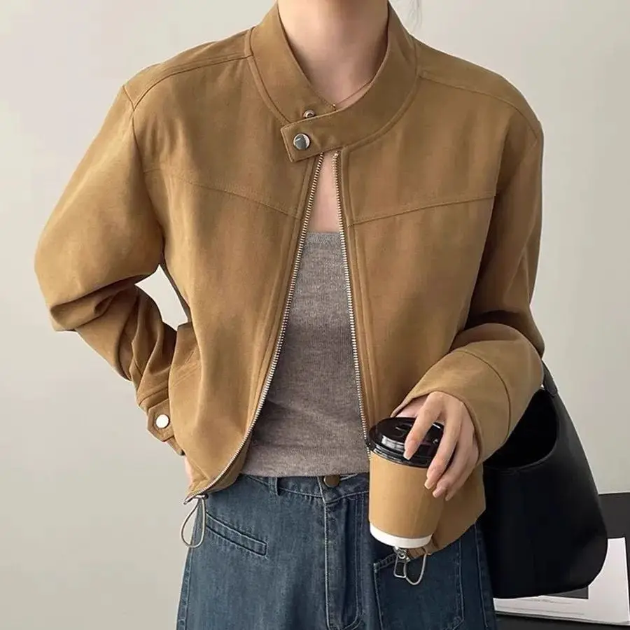 American Style Standing Collar Jacket Women's New Long Sleeved Locomotive Outwear Slim Fit Versatile Short Baseball Suit
American Style Standing Collar Jacket Women's New Long Sleeved Locomotive Outwear Slim Fit Versatile Short Baseball Suit