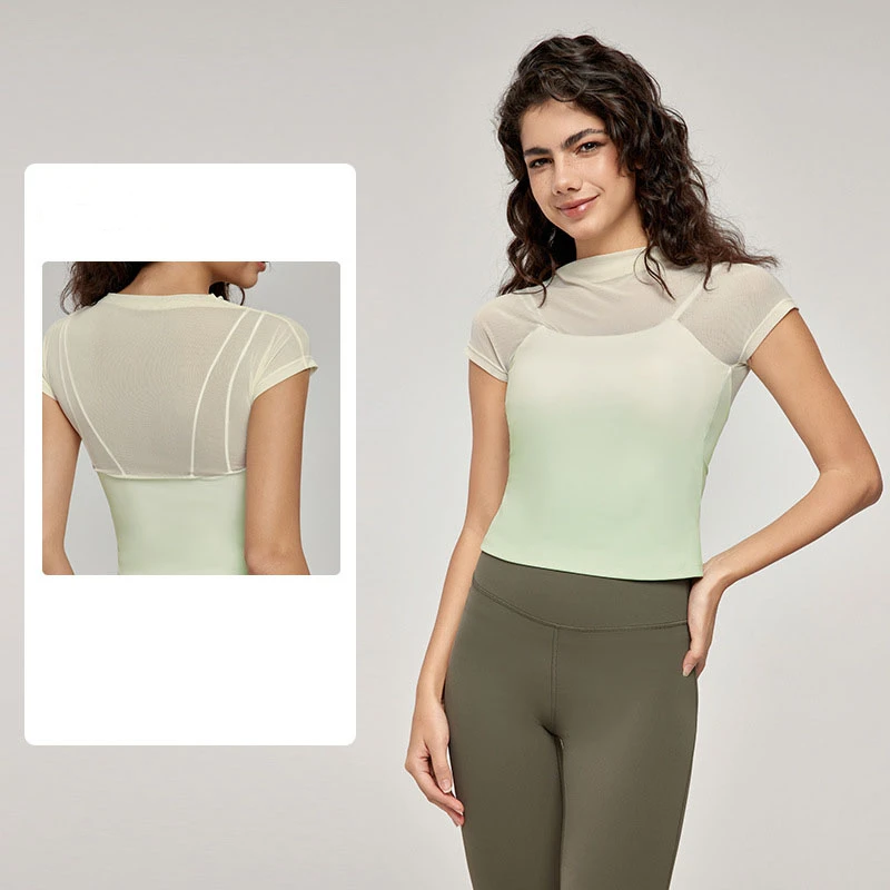 Fashionable Gradient Yoga Clothes Mesh Breathable Chest Cushion Sports Short Sleeve T-shirt Pilates Running Fitness Women's Top
Fashionable Gradient Yoga Clothes Mesh Breathable Chest Cushion Sports Short Sleeve T-shirt Pilates Running Fitness Women's Top
