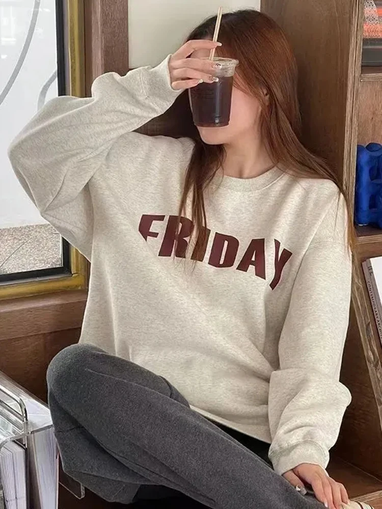 Zoki Pure Cotton Letter Sweatshirts Women Streetwear Vintage Loose Long Sleeve Pullovers Fall American Retro Y2K Female Tops New
Zoki Pure Cotton Letter Sweatshirts Women Streetwear Vintage Loose Long Sleeve Pullovers Fall American Retro Y2K Female Tops New