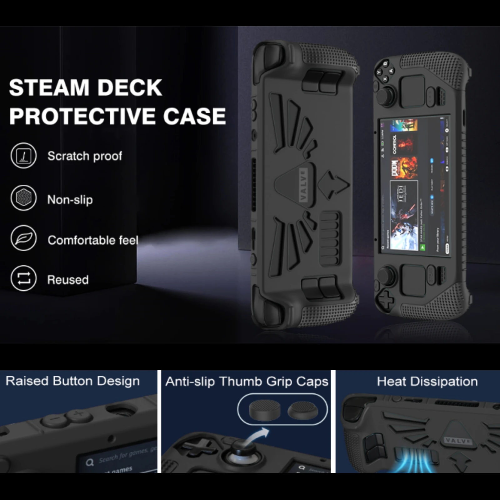 Steam Deck/Steam Deck OLED Standing Protective Case, Thickening Silicone Accessories Protector, Full Protection for Steam Deck
Steam Deck/Steam Deck OLED Standing Protective Case, Thickening Silicone Accessories Protector, Full Protection for Steam Deck