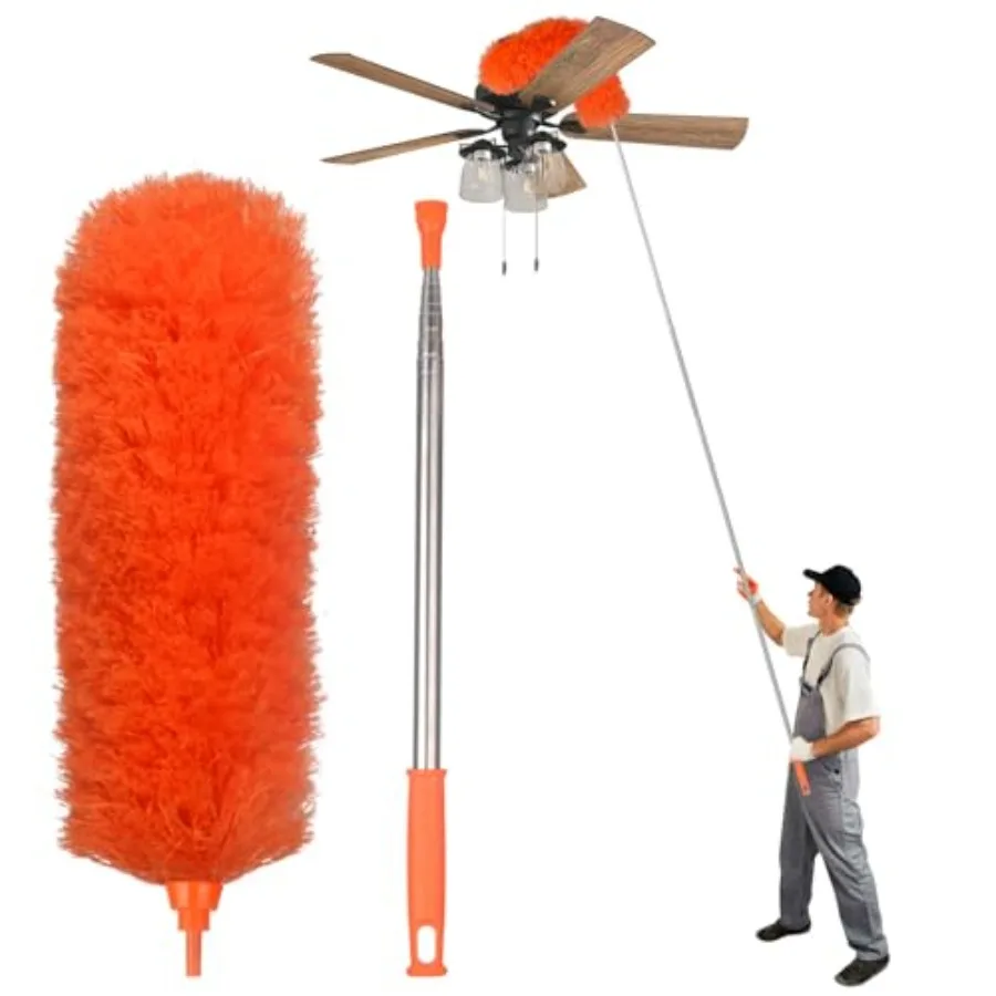 Microfiber Feather Duster Extendable Duster with 30'' to 100'' Telescoping Extension Pole, Bendable Head and Long Handle Duster
Microfiber Feather Duster Extendable Duster with 30'' to 100'' Telescoping Extension Pole, Bendable Head and Long Handle Duster