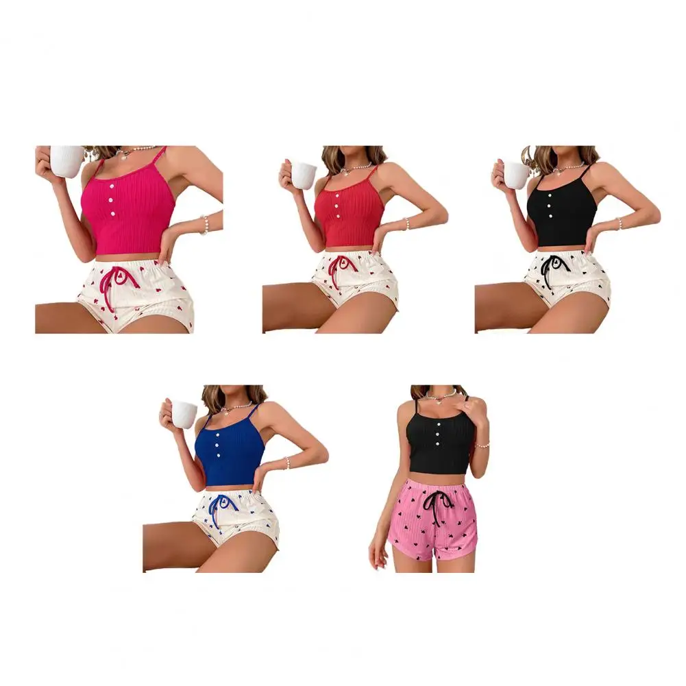 Print 2 Piece Ribbed Knit Loungewear Set 2pcs/set Women's Cami Pajama Set Summer Sleeveless Crop Top Shorts Heart
Print 2 Piece Ribbed Knit Loungewear Set 2pcs/set Women's Cami Pajama Set Summer Sleeveless Crop Top Shorts Heart