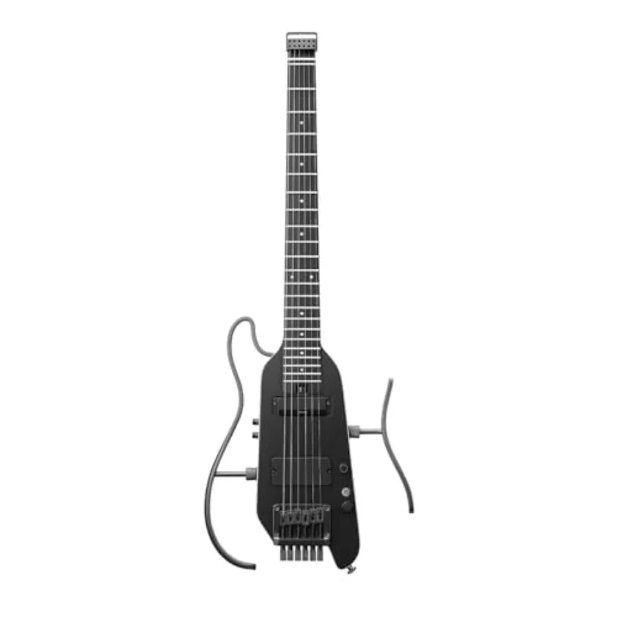Travel electric guitar kit for practice and performance, lightweight aluminum body, matte black finish, smart preset combinatio
Travel electric guitar kit for practice and performance, lightweight aluminum body, matte black finish, smart preset combinatio