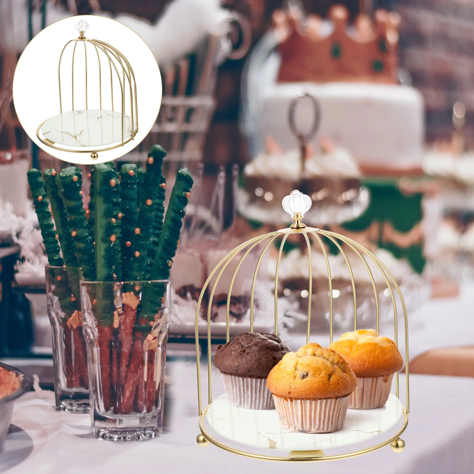 Golden Double Layer Glass Birdcage Cake Stand for Wedding Party Dessert Display Tray Metal Pastry ganizer Home Decor
Golden Double Layer Glass Birdcage Cake Stand for Wedding Party Dessert Display Tray Metal Pastry ganizer Home Decor