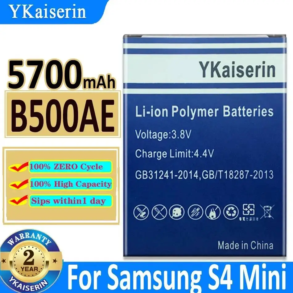 Надежная мощность, долговечный аккумулятор для мобильного телефона 5700 мАч B500AE для Samsung Galaxy S4 Mini I9190 I9192 I9195 I9198
Надежная мощность, долговечный аккумулятор для мобильного телефона 5700 мАч B500AE для Samsung Galaxy S4 Mini I9190 I9192 I9195 I9198