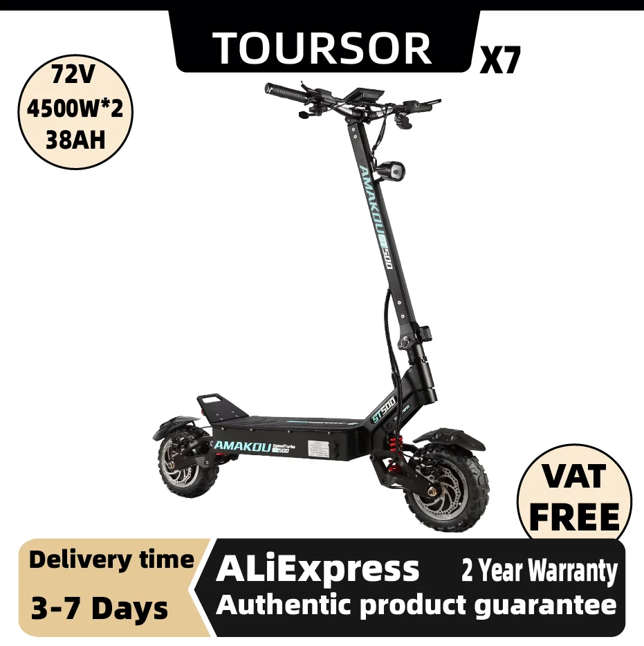 Электросамокат TOURSOR X7 для взрослых, 4500W*2 мотор, 72V38AH, складной, с внедорожными шинами 11 дюймов
Электросамокат TOURSOR X7 для взрослых, 4500W*2 мотор, 72V38AH, складной, с внедорожными шинами 11 дюймов