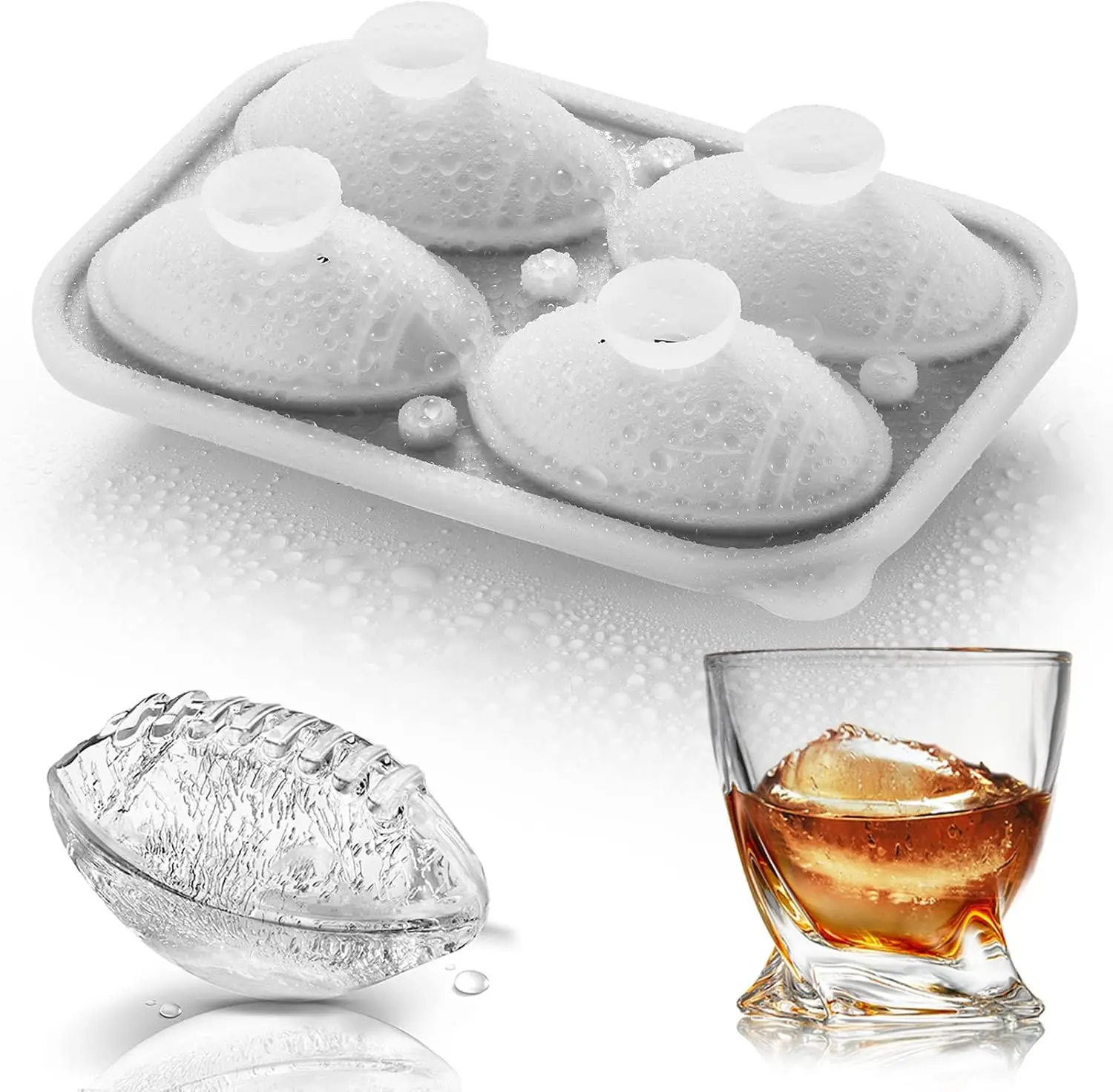 Football Ice Cube Mold Fun Shapes, Novelty Football Gifts, 2.2' Large Craft Round Sphere Ice Ball Molds For Game Day, Whiskey, C
Football Ice Cube Mold Fun Shapes, Novelty Football Gifts, 2.2' Large Craft Round Sphere Ice Ball Molds For Game Day, Whiskey, C