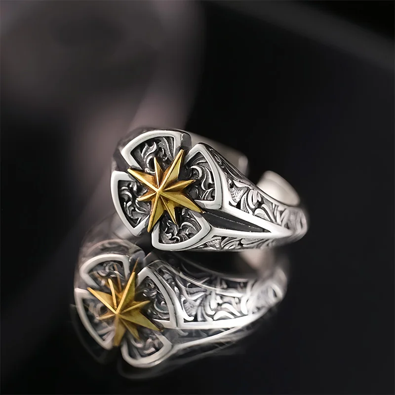 Vintage Thai Silver North Star Rings for Men Male Charm Starburst Tail Index Finger Ring Birthday Party Christmas Father Gift 
Vintage Thai Silver North Star Rings for Men Male Charm Starburst Tail Index Finger Ring Birthday Party Christmas Father Gift