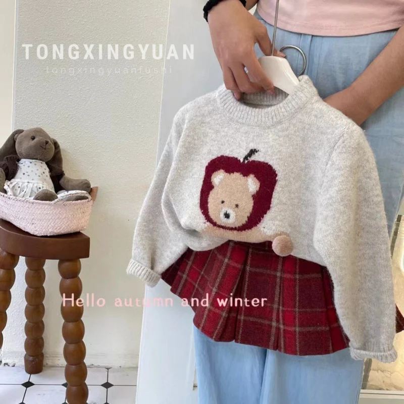Children's Cashmere Sweater Autumn and Winter New Girls' Western Style Cute Cartoon Sweater Tartan Skirt Suit Tide
Children's Cashmere Sweater Autumn and Winter New Girls' Western Style Cute Cartoon Sweater Tartan Skirt Suit Tide