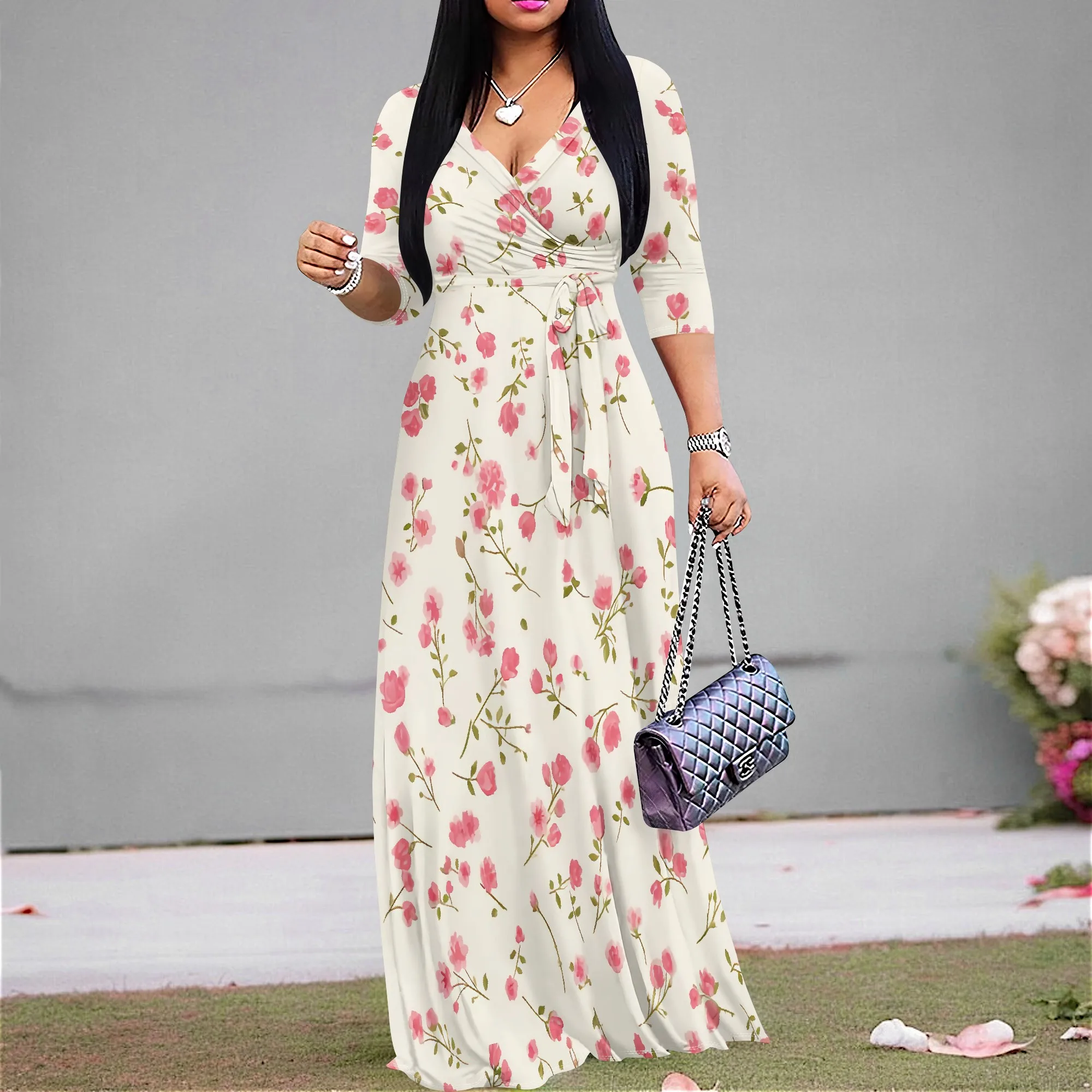 Women's Elegant Printed Maxi Dress - V-Neck 3/4 Sleeve A-Line Flowy Vacation Beach Party Dress S-3XL
Women's Elegant Printed Maxi Dress - V-Neck 3/4 Sleeve A-Line Flowy Vacation Beach Party Dress S-3XL