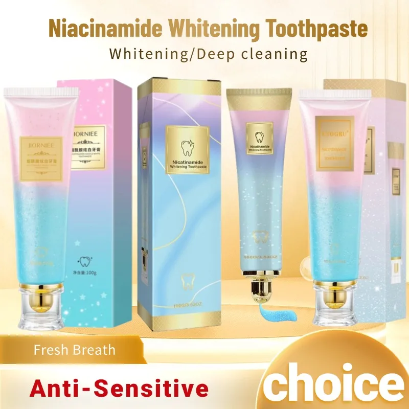Niacinamide Whitening Toothpaste Stains Tartar Removal Anti-Sensitive Fresh Breath Whitening Toothpaste Oral Care for family
Niacinamide Whitening Toothpaste Stains Tartar Removal Anti-Sensitive Fresh Breath Whitening Toothpaste Oral Care for family