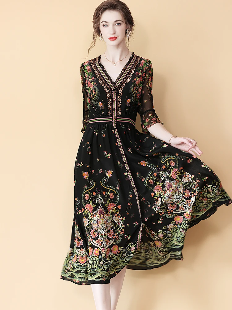 Lotus Leaf Sleeve Printed Zipper Elastic Waistband V-neck Pullover A-line Dress With Feel Cinched Waist Retro Floral Dress
Lotus Leaf Sleeve Printed Zipper Elastic Waistband V-neck Pullover A-line Dress With Feel Cinched Waist Retro Floral Dress