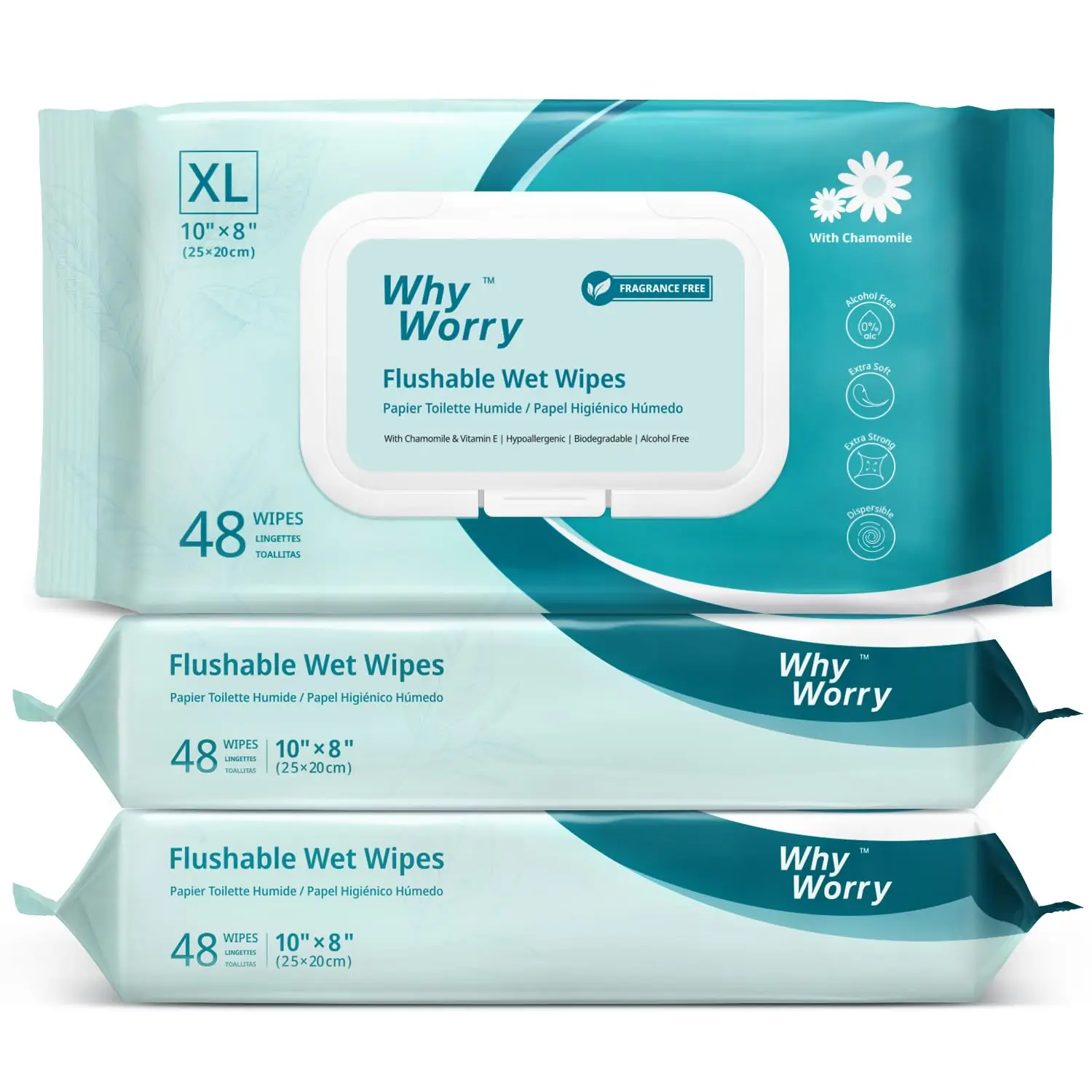 Flushable Wipes for Adults, Extra Large 8x10, Unscented, 144 Count (3 Packs)
Flushable Wipes for Adults, Extra Large 8x10, Unscented, 144 Count (3 Packs)