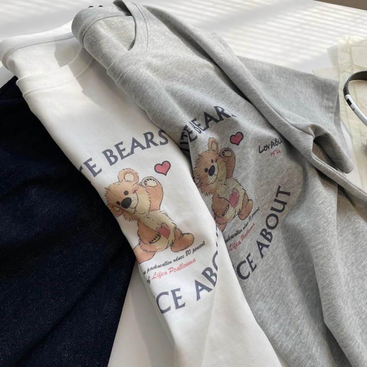CLAYMIX 2025 Bear Cartoon Print Round Neck Short Sleeved T-shirt Women Loose Inner Top, Base Shirt
CLAYMIX 2025 Bear Cartoon Print Round Neck Short Sleeved T-shirt Women Loose Inner Top, Base Shirt